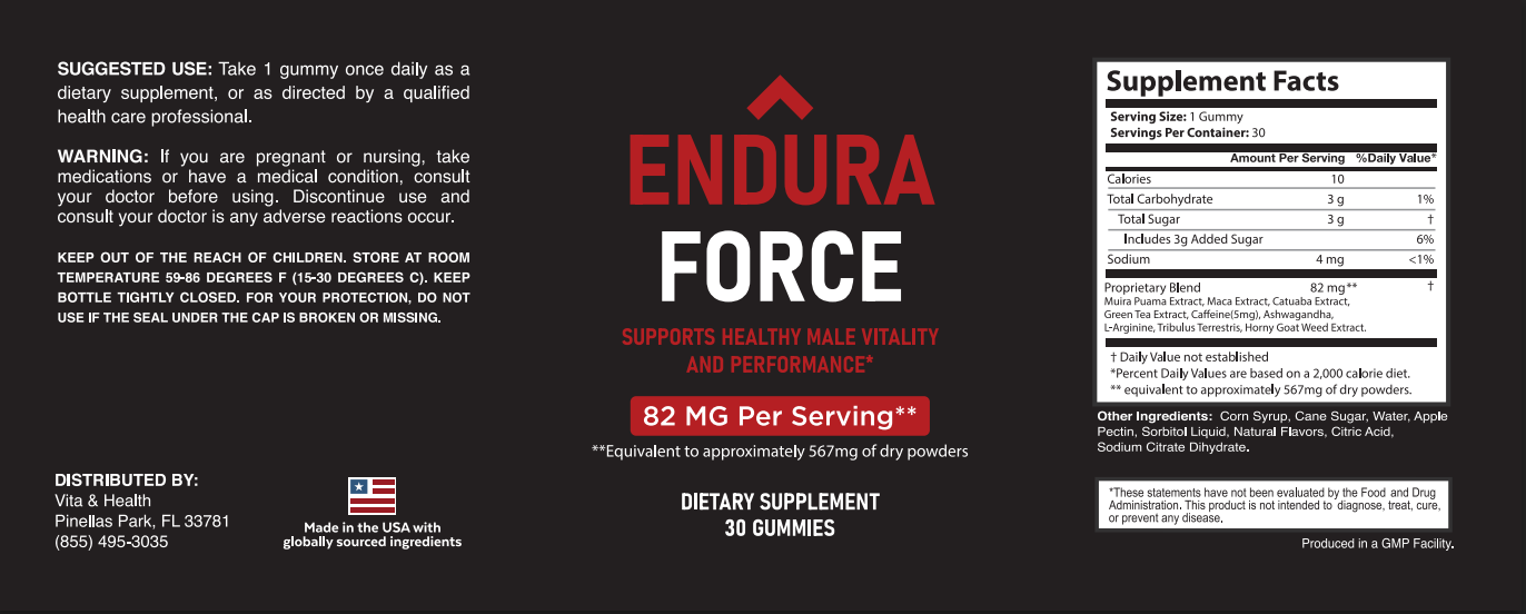 EnduraForce supplement facts label
